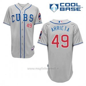 Maglia Baseball Uomo Chicago Cubs 49 Jake Arrieta Grigio Alterner Cool Base
