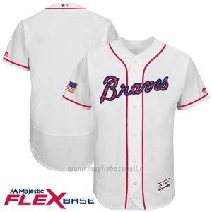 Maglia Baseball Uomo Atlanta Braves 2017 Estrellas y Rayas Bianco Flex Base