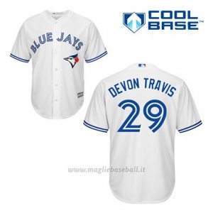 Maglia Baseball Uomo Toronto Blue Jays Devon Travis 29 Bianco 1ªCool Base