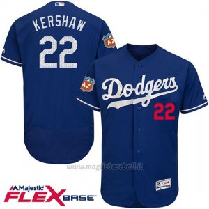 Maglia Baseball Uomo Los Angeles Dodgers Clayton Kershaw 22 Blu Flex Base Autentico Collezione On Field Allenamento Primaverile