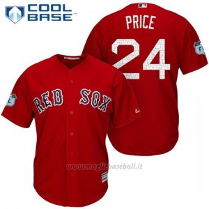 Maglia Baseball Uomo Boston Red Sox 24 David Price Rosso 2017 Allenamento Primaverile Cool Base Giocatore