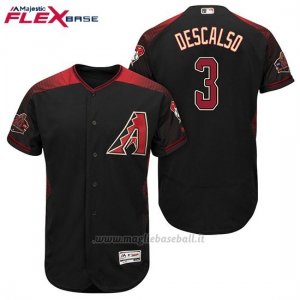 Maglia Baseball Uomo Arizona Diamondbacks 3 Daniel Descalso Nero Rosso Alterner 20 Anniversario Flex Base