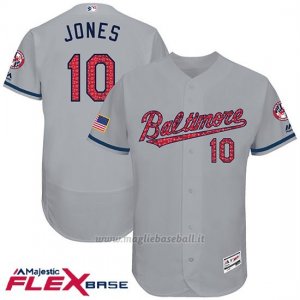 Maglia Baseball Uomo Baltimore Orioles 2017 Estrellas Y Rayas 10 Adam Jones Grigio Flex Base
