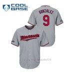 Maglia Baseball Uomo Minnesota Twins 9 Marwin Gonzalez 2019 Postseason Cool Base Grigio