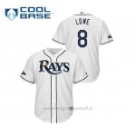 Maglia Baseball Uomo Tampa Bay Rays 8 Brandon Lowe 2019 Postseason Cool Base Bianco