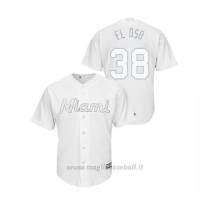 Maglia Baseball Uomo Miami Marlins J Orge Alfaro 2019 Players Weekend Replica Bianco