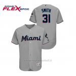 Maglia Baseball Uomo Miami Marlins Caleb Smith 150th Aniversario Patch 2019 Flex Base Grigio