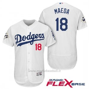 Maglia Baseball Uomo Los Angeles Dodgers 2017 World Series Kenta Maeda Bianco Flex Base