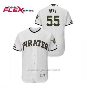 Maglia Baseball Uomo Pittsburgh Pirates Josh Bell 150th Aniversario Patch Autentico Flex Base Bianco