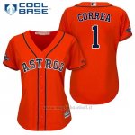 Maglia Baseball Donna Houston Astros 2017 World Series Campione Carlos Correa Arancione Cool Base