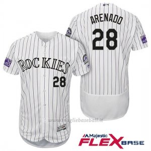 Maglia Baseball Uomo Colorado Rockies Nolan Arenado 28 Bianco 25th Season Flex Base