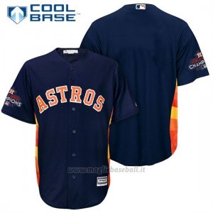 Maglia Baseball Uomo Houston Astros 2017 World Series Campione Blu Cool Base