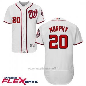 Maglia Baseball Uomo Washington Nationals Daniel Murphy Autentico Collezione Bianco Flex Base Giocatore