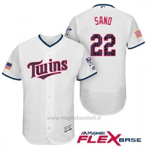 Maglia Baseball Uomo Minnesota Twins 2017 Estrellas y Rayas Miguel Sano Bianco Flex Base