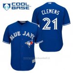 Maglia Baseball Uomo Toronto Blue Jays Roger Clemens 21 Blu Alterner Cool Base
