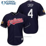 Maglia Baseball Uomo Cleveland Indians Coco Crisp 4 Blu 2017 Allenamento Primaverile Cool Base Giocatore