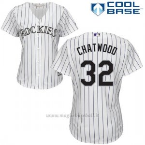 Maglia Baseball Donna Colorado Rockies Tyler Chatwood 32 Bianco Autentico Collezione Cool Base