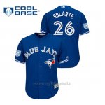 Maglia Baseball Uomo Toronto Blue Jays Yangervis Solarte 2019 Entrenamiento De Primavera Cool Base Blu
