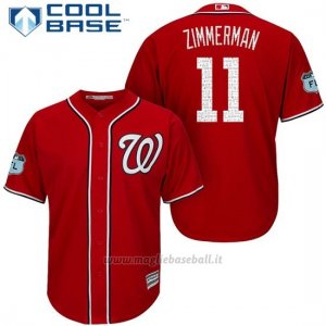 Maglia Baseball Uomo Washington Nationals Ryan Zimmerman Scarlet 2017 Allenamento Primaverile Cool Base Giocatore
