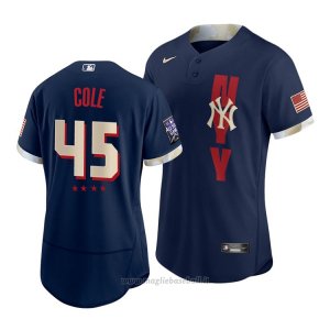 Maglia Baseball Uomo New York Yankees Gerrit Cole 2021 All Star Autentico Blu