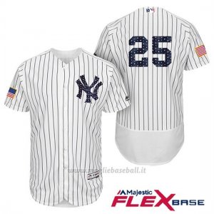 Maglia Baseball Uomo New York Yankees 2017 Estrellas y Rayas Mark Teixeira Bianco Flex Base