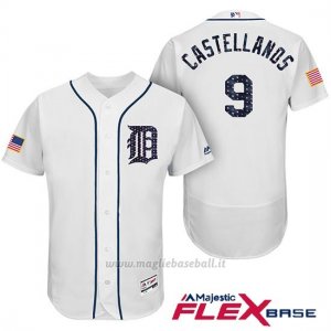 Maglia Baseball Uomo Detroit Tigers 2017 Estrellas y Rayas Nick Castellanos Bianco Flex Base
