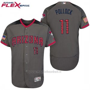 Maglia Baseball Uomo Arizona Diamondbacks 2017 Estrellas y Rayas 11 A.j. Pollock Grigio Flex Base