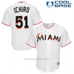 Maglia Baseball Uomo Miami Marlins Ichiro Suzuki Bianco 1ªCool Base Giocatore