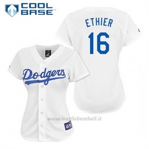 Maglia Baseball Uomo Los Angeles Dodgers Andre Ethier 16 Bianco Cool Base