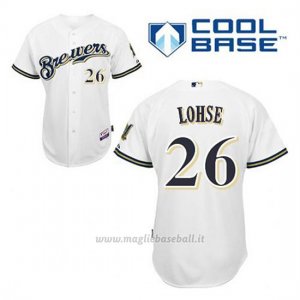 Maglia Baseball Uomo Milwaukee Brewers Kyle Lohse 26 Bianco 1ªCool Base