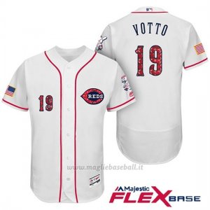 Maglia Baseball Uomo Cincinnati Reds 2017 Estrellas Y Rayas 19 Joey Votto Bianco Flex Base