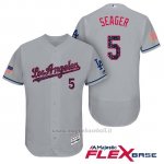 Maglia Baseball Uomo Los Angeles Dodgers 2017 Estrellas y Rayas Corey Seager Grigio Flex Base