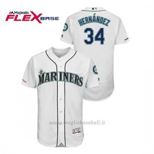 Maglia Baseball Uomo Seattle Mariners Felix Hernandez 150th Aniversario Patch Flex Base Bianco