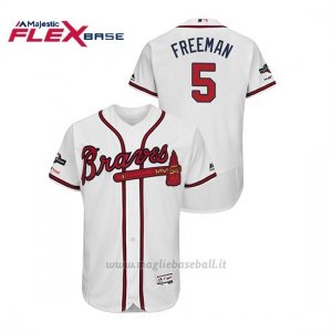 Maglia Baseball Uomo Atlanta Braves 5 Freddie Freeman 2019 Postseason Flex Base Bianco