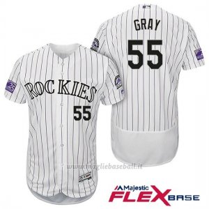 Maglia Baseball Uomo Colorado Rockies Jon Grigio 55 Bianco 25th Season Flex Base