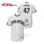 Maglia Baseball Uomo Pittsburgh Pirates Francisco Liriano 150th Aniversario Patch Autentico Flex Base Bianco