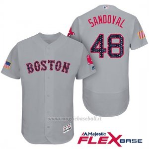 Maglia Baseball Uomo Boston Red Sox 2017 Estrellas y Rayas Pablo Sandoval Grigio Flex Base