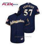 Maglia Baseball Uomo Milwaukee Brewers Chase Anderson Flex Base Entrenamiento De Primavera 2019 Blu