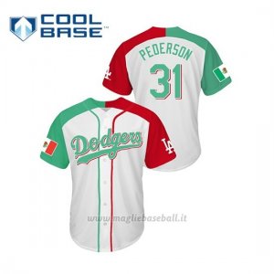 Maglia Baseball Uomo Los Angeles Dodgers 31 Joc Pederson Mexican Heritage Night Cool Base Bianco