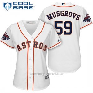 Maglia Baseball Donna Houston Astros 2017 World Series Campione Joe Musgrove Bianco Cool Base