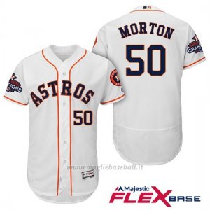 Maglia Baseball Uomo Houston Astros 2017 World Series Campione Charlie Morton Bianco Flex Base