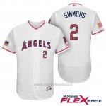 Maglia Baseball Uomo Los Angeles Angels 2017 Estrellas y Rayas Andrelton Simmons Bianco Flex Base