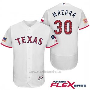Maglia Baseball Uomo Texas Rangers 2017 Estrellas y Rayas Nomar Mazara Bianco Flex Base