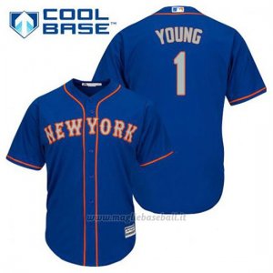 Maglia Baseball Uomo New York Mets Chris Young 1 Blu Alterner Cool Base