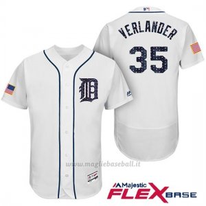 Maglia Baseball Uomo Detroit Tigers 2017 Estrellas y Rayas Justin Verlander Bianco Flex Base