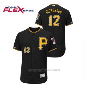 Maglia Baseball Uomo Pittsburgh Pirates Corey Dickerson 150th Aniversario Patch Autentico Flex Base Nero