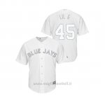 Maglia Baseball Hombre Toronto Blue Jays 45 Thomas Pannone 2019 Players Weekend Replica Bianco