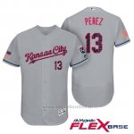 Maglia Baseball Uomo Kansas City Royals 2017 Estrellas y Rayas Salvador Perez Grigio Flex Base