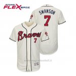 Maglia Baseball Uomo Atlanta Braves Dansby Swanson Flex Base Autentico Collezione Alternato 2019 Crema