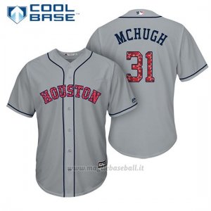 Maglia Baseball Uomo Houston Astros 2017 Estrellas y Rayas Collin Mchugh Grigio Cool Base